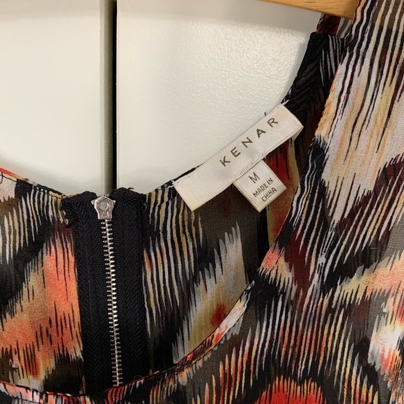 ❤️Kenar Semi Sheer Blouse Black Orange Yellow M - Picture 2 of 5